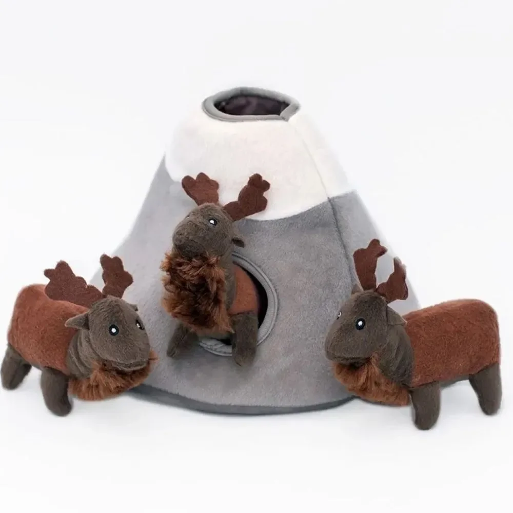 Zippy Paws Elk Mountain Gray White Dome Brown Burrow Interactive Puzzle Dog Toy